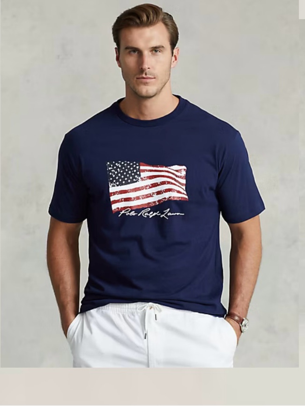 Polo by Ralph Lauren Navy Short Sleeve Crewneck with Flag Graphic